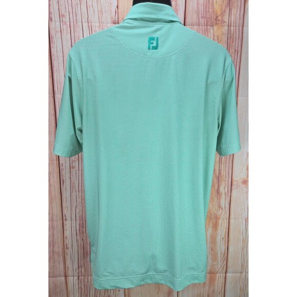 Footjoy FJ Mens Green Houndstooth Lisle Golf Polo Small - Picture 2 of 7